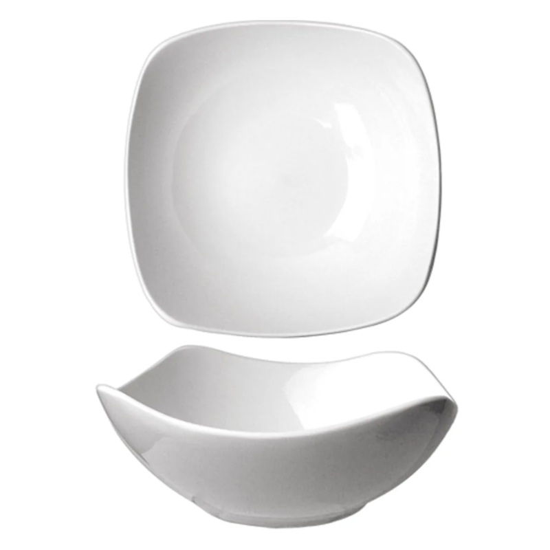 International Tableware QP-24 26 oz Square Quad Bowl - Porcelain, European White