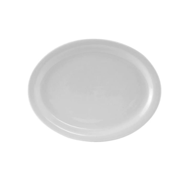 Tuxton CLH-132 13 1/8" x 10 1/8" Oval Colorado Platter - Ceramic, Porcelain White