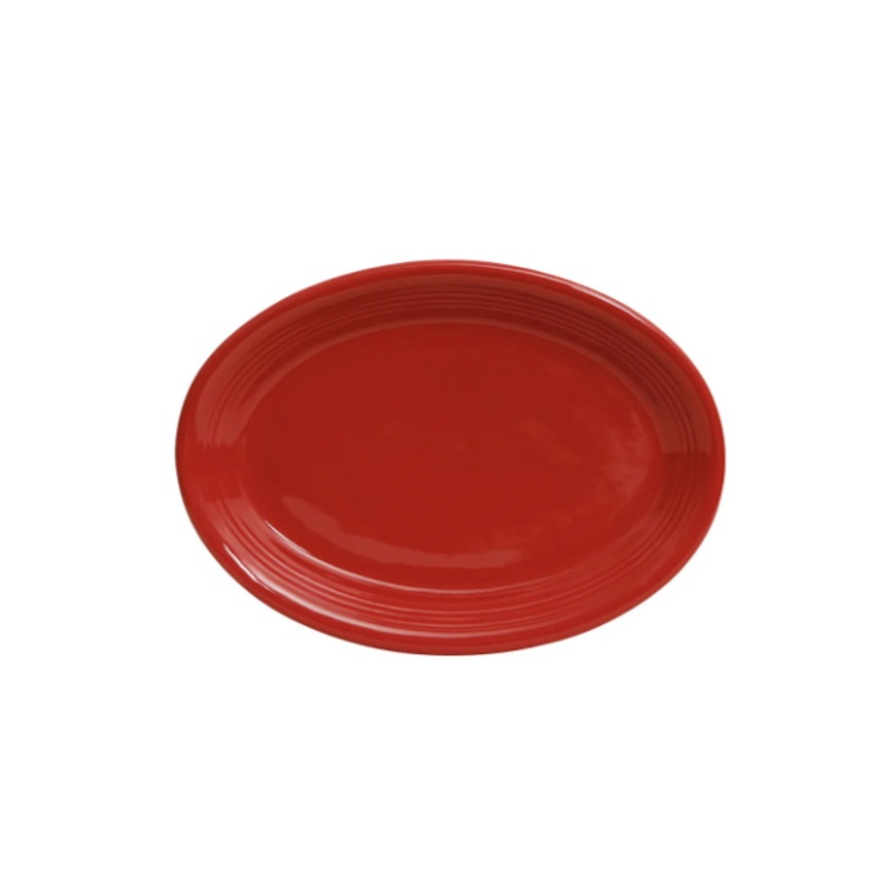 Tuxton CQH-1352 13 1/2" x 9 3/4" Oval Concentrix Platter - Ceramic, Cayenne - 6ea/Case