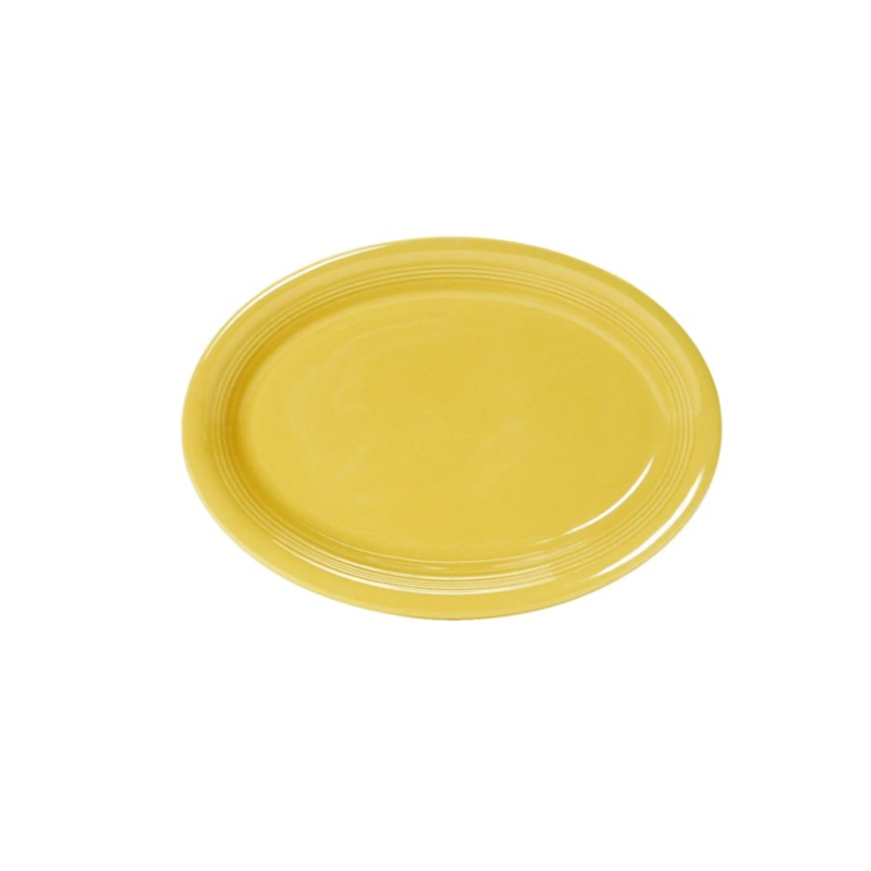 Tuxton CSH-1142 11 1/2" x 8 3/4" Oval Concentrix Platter - Ceramic, Saffron