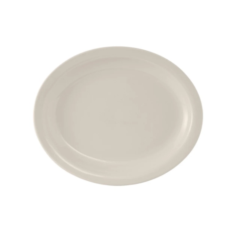 Tuxton TNR-014 13 1/4" x 10 1/2" Oval Nevada Platter - Ceramic, American White