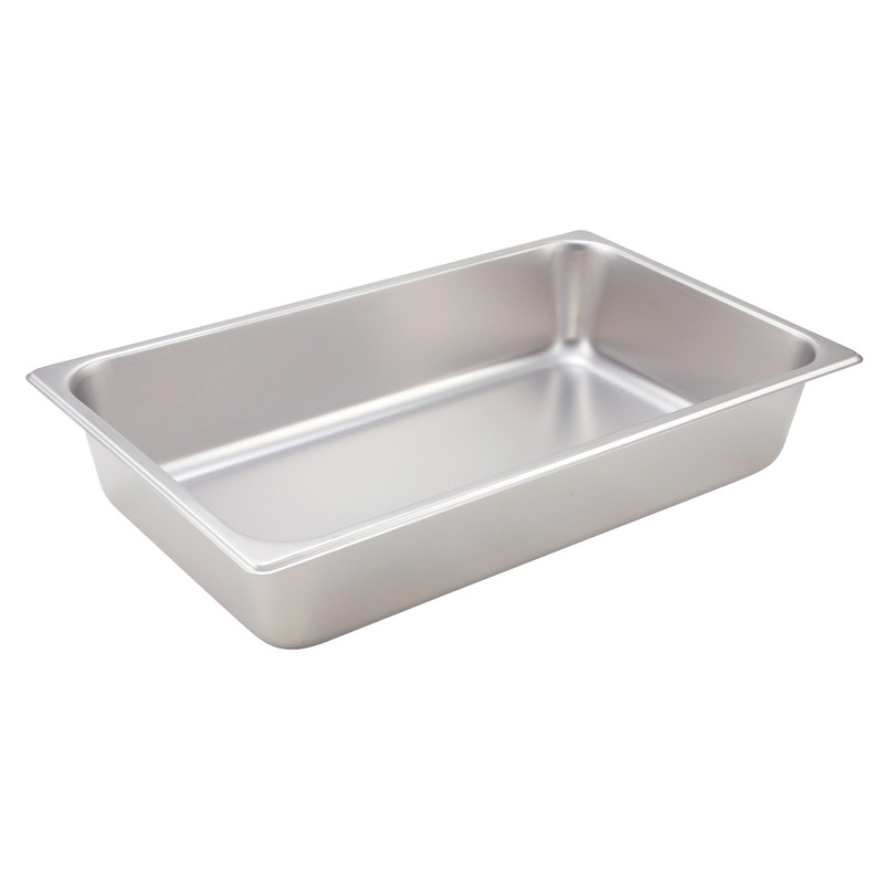 Winco SPF4 Standard-Weight 25 ga. Stainless Steel Steam Table Food Pan 4" Deep - Full Size - 6/Case