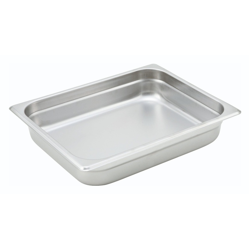 Winco SPJH-202 Heavy-Weight 22 ga. Stainless Steel Anti-Jam Steam Table Food Pan 2-1/2" Deep - 1/2 Size - 24/Case