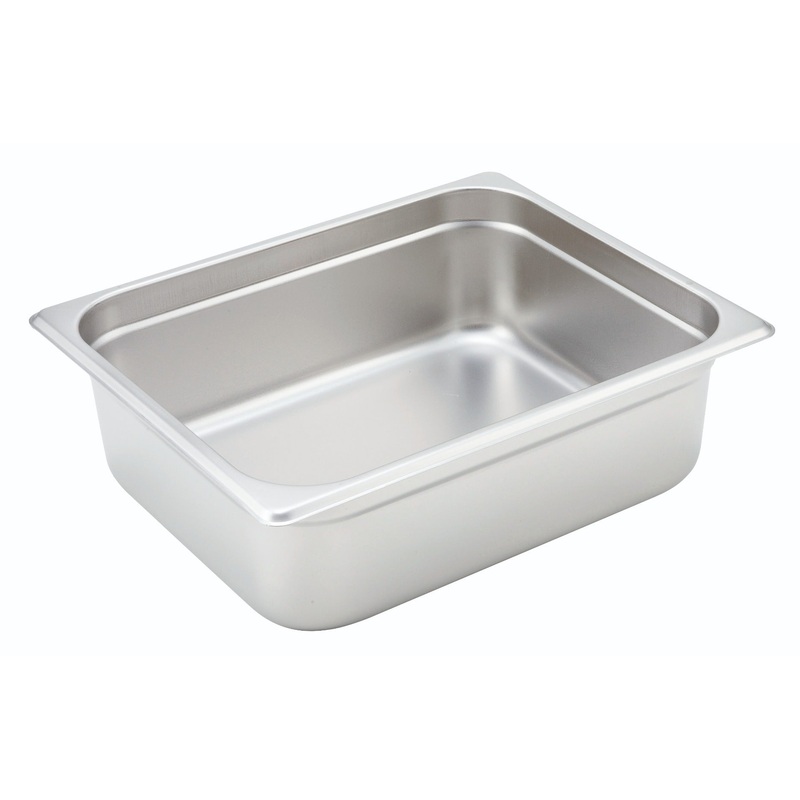 Winco SPJH-204 Heavy-Weight 22 ga. Stainless Steel Anti-Jam Steam Table Food Pan 4" Deep - 1/2 Size