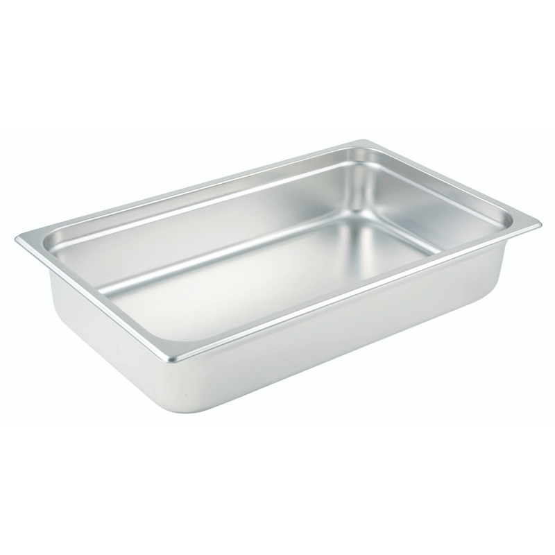 Winco SPJL-204 Standard-Weight 25 ga. Stainless Steel Anti-Jam Steam Table Food Pan 4" Deep - 1/2 Size - 24/Case