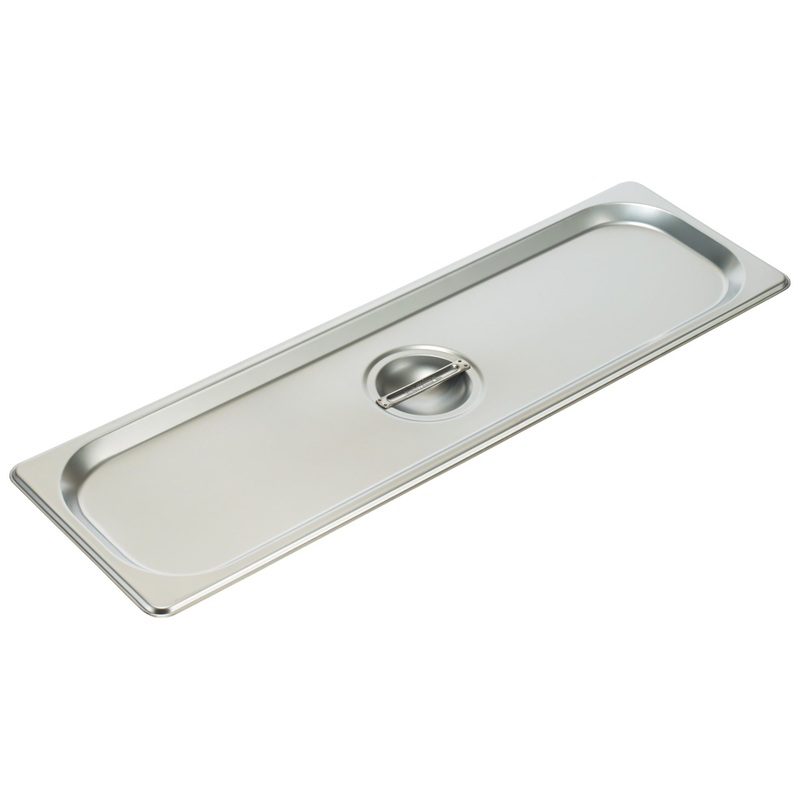 Winco SPJL-HCS Standard-Weight 25 ga. Stainless Steel Steam Table Flat Solid Food Pan Cover - 1/2 Size Long - 12/Case