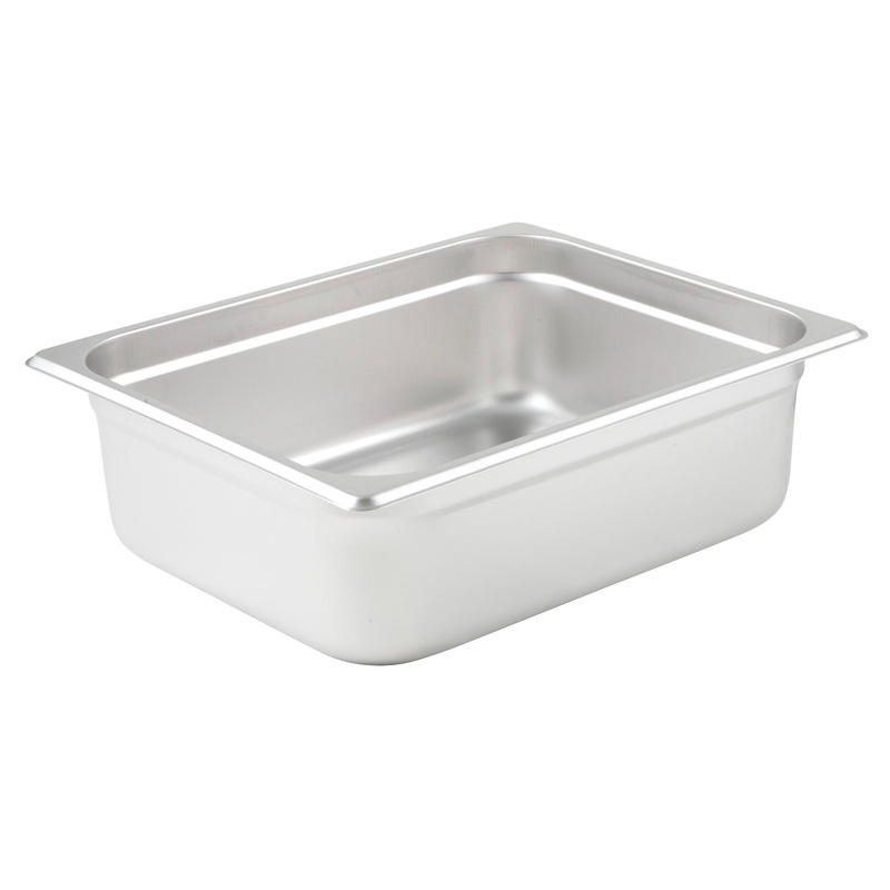 Winco SPJM-204 Heavy-Weight 24 ga. Stainless Steel Anti-Jam Steam Table Food Pan 4" Deep - 1/2 Size - 24/Case