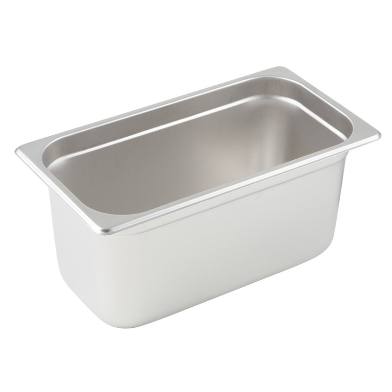 Winco SPJM-306 Heavy-Weight 24 ga. Stainless Steel Anti-Jam Steam Table Food Pan 6" Deep - 1/3 Size