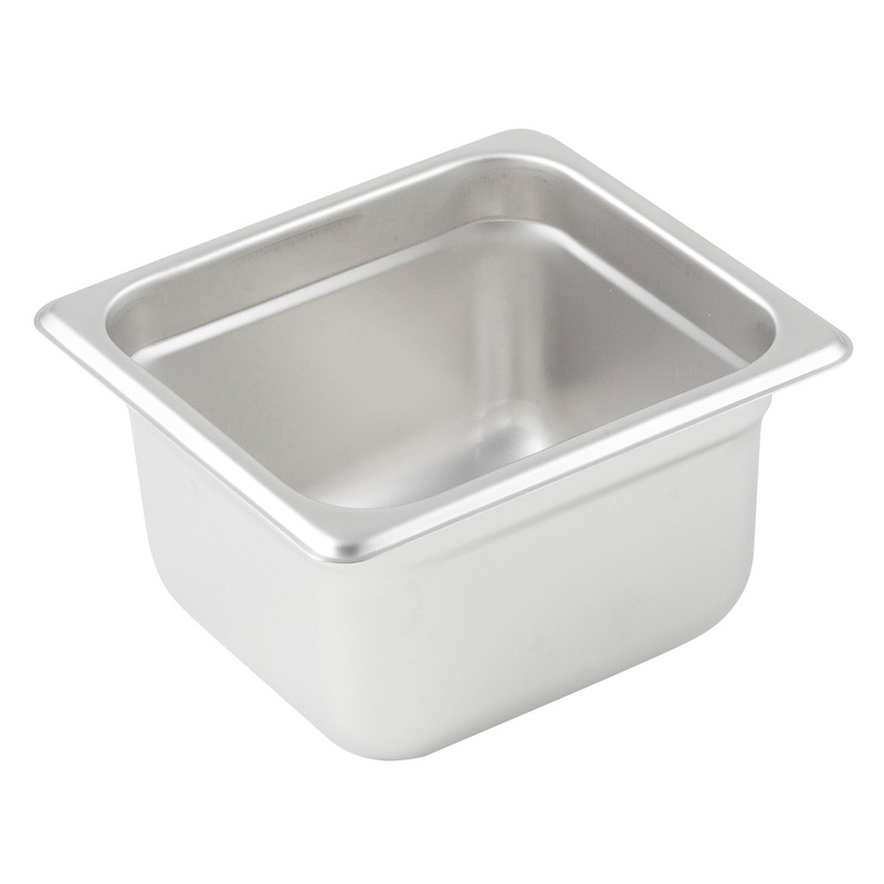Winco SPJM-604 Heavy-Weight 24 ga. Stainless Steel Anti-Jam Steam Table Food Pan 4" Deep - 1/6 Size - 48/Case
