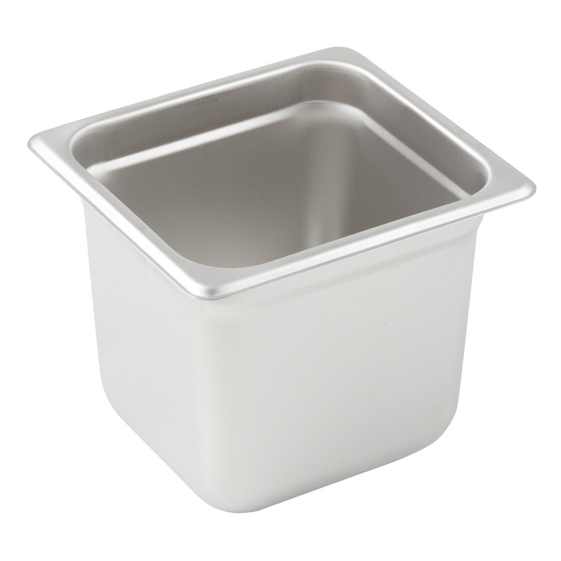 Winco SPJM-606 Heavy-Weight 24 ga. Stainless Steel Anti-Jam Steam Table Food Pan 6" Deep - 1/6 Size - 48/Case