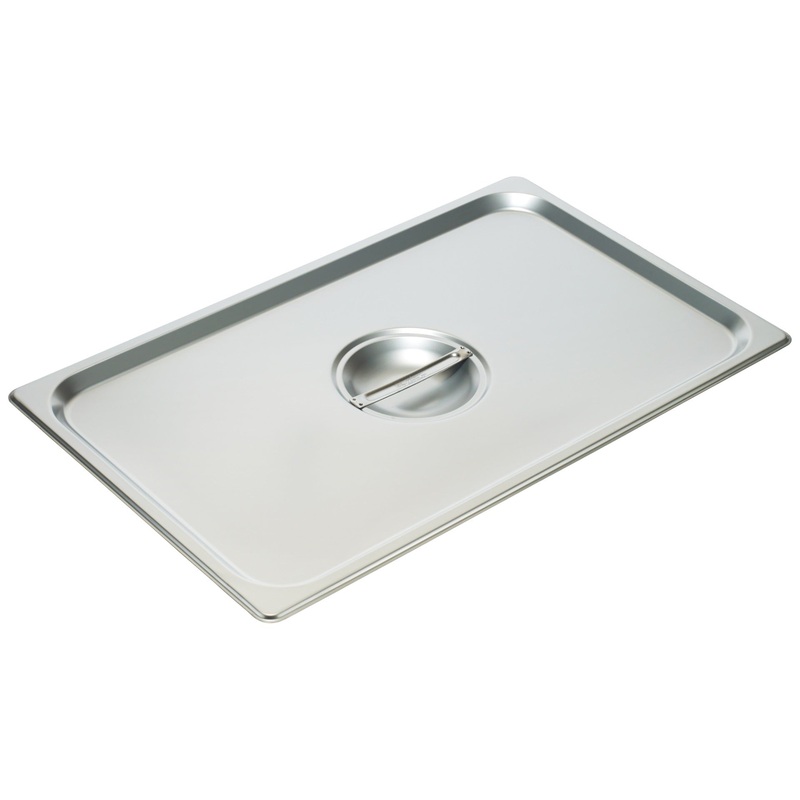 Winco SPSCF Standard-Weight 25 ga. Stainless Steel Flat Solid Steam Pan Cover - Full Size - 24/Case