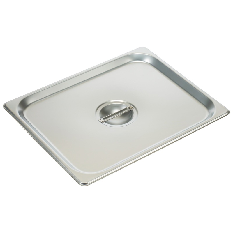 Winco SPSCH Standard-Weight 25 ga. Stainless Steel Flat Solid Steam Pan Cover - 1/2 Size - 48/Case