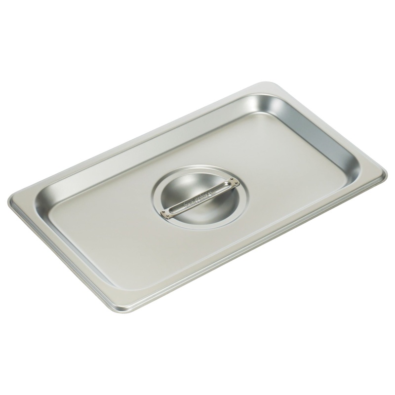 Winco SPSCQ Standard-Weight 25 ga. Stainless Steel Flat Solid Steam Pan Cover - 1/4 Size - 72/Case