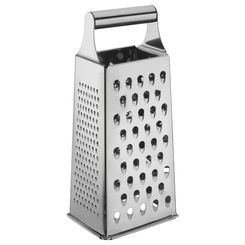 Winco SQG-1 Stainless Steel 4-Sided Tapered Box Grater with Handle 4 x 3 x 9" - 12/Case