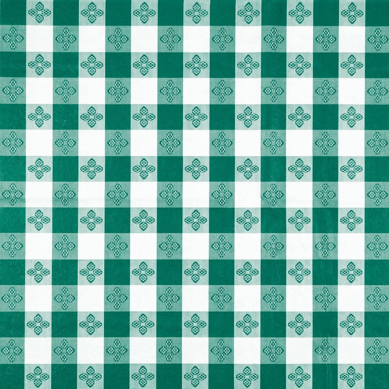 Winco TBCO-90G Plastic Rectangular Checkered Tablecloth with Cotton Lining 52" x 90" - Green - 24/Case