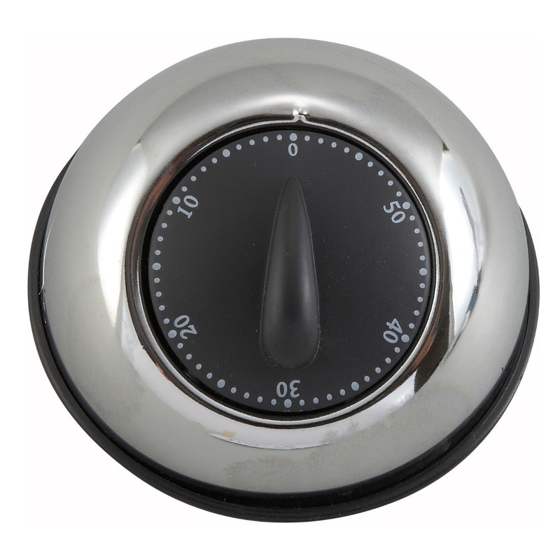 Winco TIM-78 Stainless Steel Long-Ring 60 Minute Mechanical Timer - 36/Case