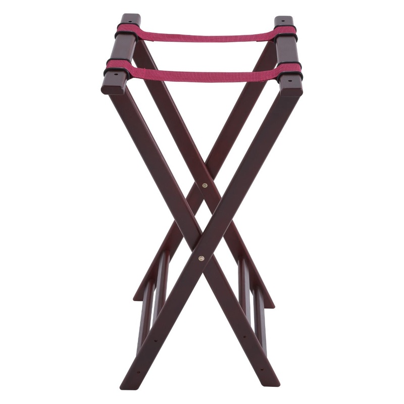 Winco TR-34W Rubberwood Folding Tray Stand 32"H - Mahogany