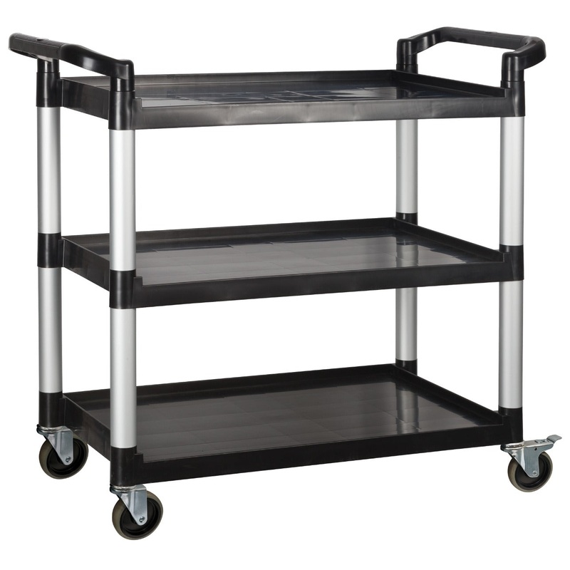 Winco UC-3019K 3 Shelf Utility Cart with Brakes 40-3/4"L x 19-1/2"W x 37-3/8"H - Black - 400 lb. Capacity