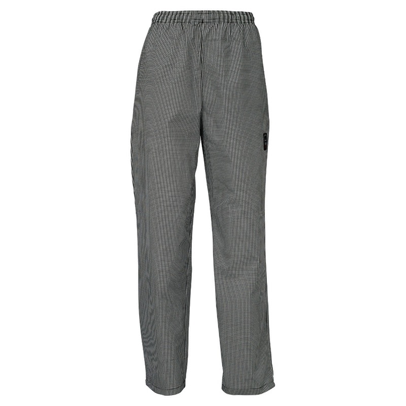 Winco UNF-4KM Signature Chef Newbury Unisex Chef Pants with Elastic Waistband & Drawstring - Houndstooth / Medium