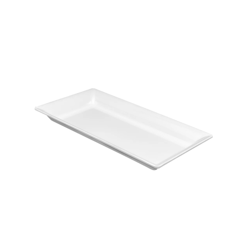American Metalcraft MEL19 14 1/4" x 7 1/2" Rectangular Endurance Platter - Melamine, White - 12ea/Case