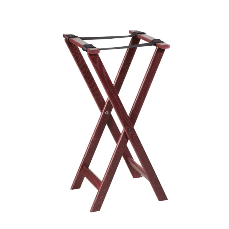 American Metalcraft WTSM31 31" Folding Tray Stand w/ Nylon Strap, Mahogany