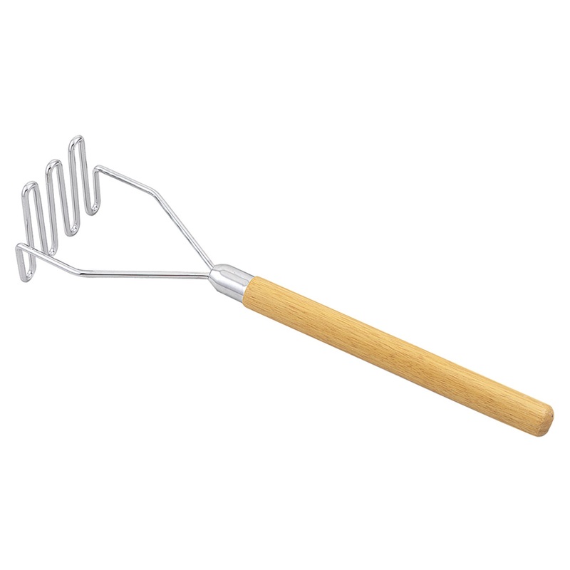 Browne 1623 Nickel-Plated Metal Potato Masher with 5" Square Face and Hardwood Handle 23"
