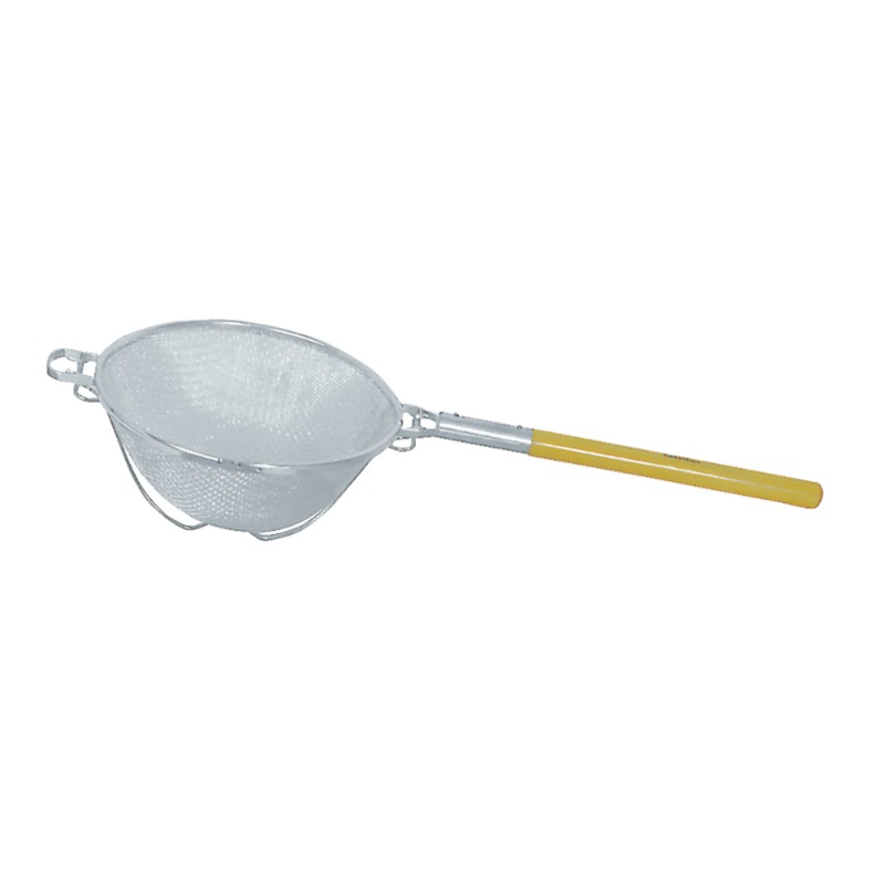 Browne 574133 Reinforced Heavy-Duty Tin Medium Double Mesh Strainer with 12" dia. Bowl and 15" Heavy Wood Handle