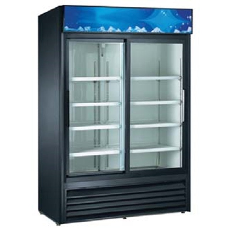 Culitek MRFS-2D-B SS-Series Black 2-Section 2 Glass Slide Door Merchandiser Refrigerator 53" - 47 cu. ft. - 115v