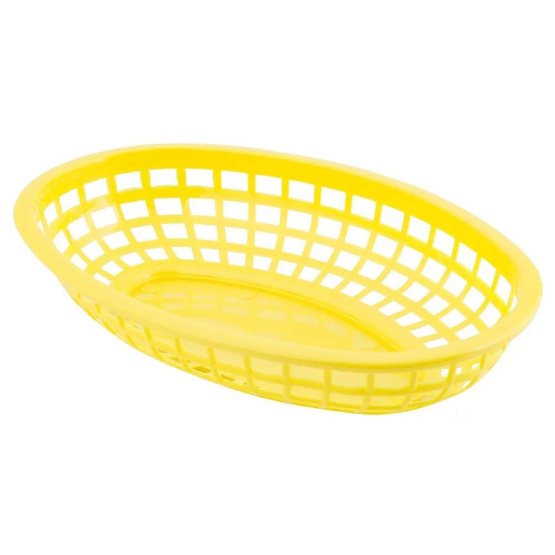 TableCraft 1074Y Classic Polyethylene Oval Basket 9-3/8" x 6-1/4" x 1-7/8"H - Yellow - 36/Case