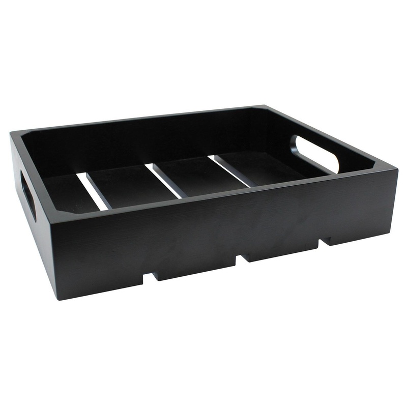 TableCraft CRATE12BK Gastro Half Size Painted Wood Serving / Display Crate 12-3/4" x 10-1/2" x 2-3/4"Deep - Black -  8/Case