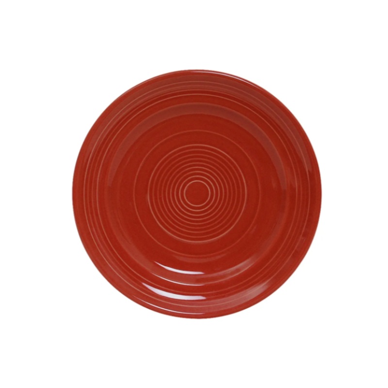 Tuxton CQA-090 9" Round Concentrix Plate - Ceramic, Cayenne - 2ea/Case
