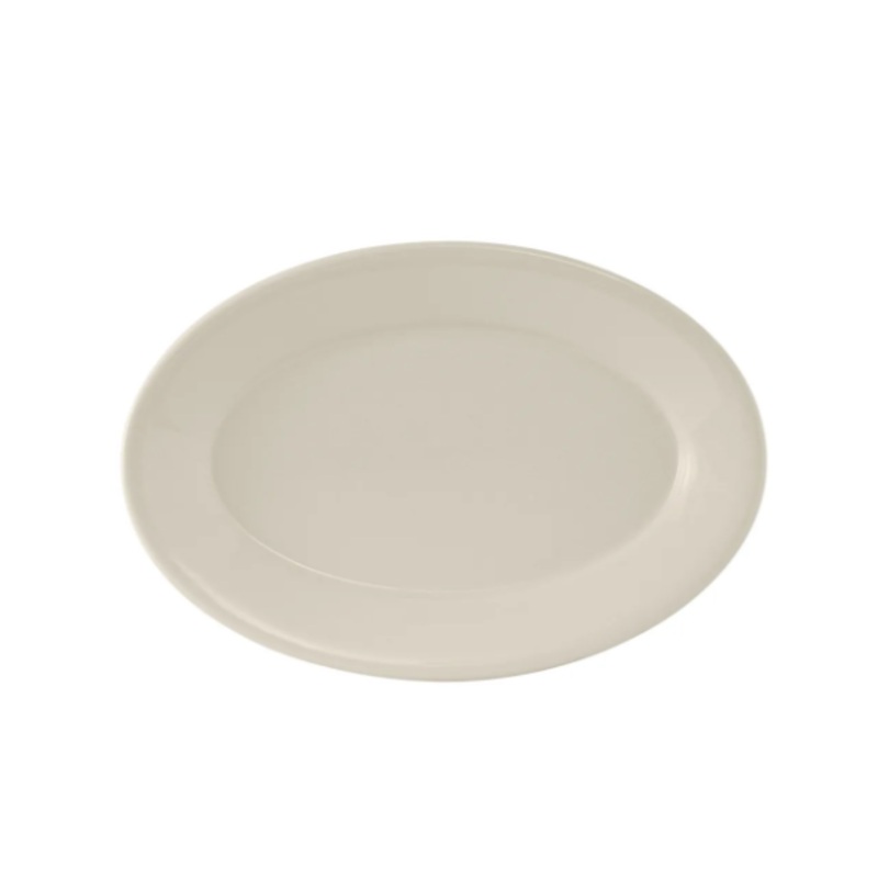Tuxton TRE-042 15 3/4" x 11" Oval Reno Platter - Ceramic, American White/Eggshell - 6ea/Case