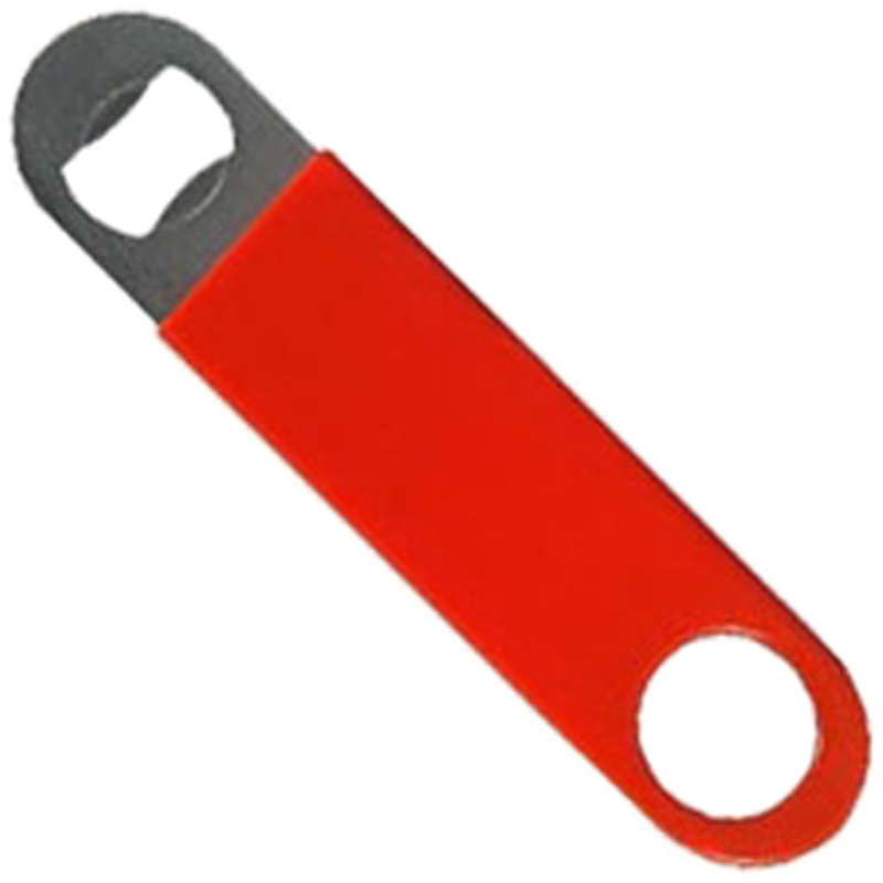 Anytime Bar Supplies ACO-3F R Long Neck Foam Matte Coated Stainless Steel Bottle Opener 7" - Red