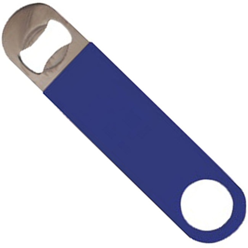 Anytime Bar Supplies  ACO-3V BL Vinyl Coated Stainless Steel Bottle Opener 7" - Blue