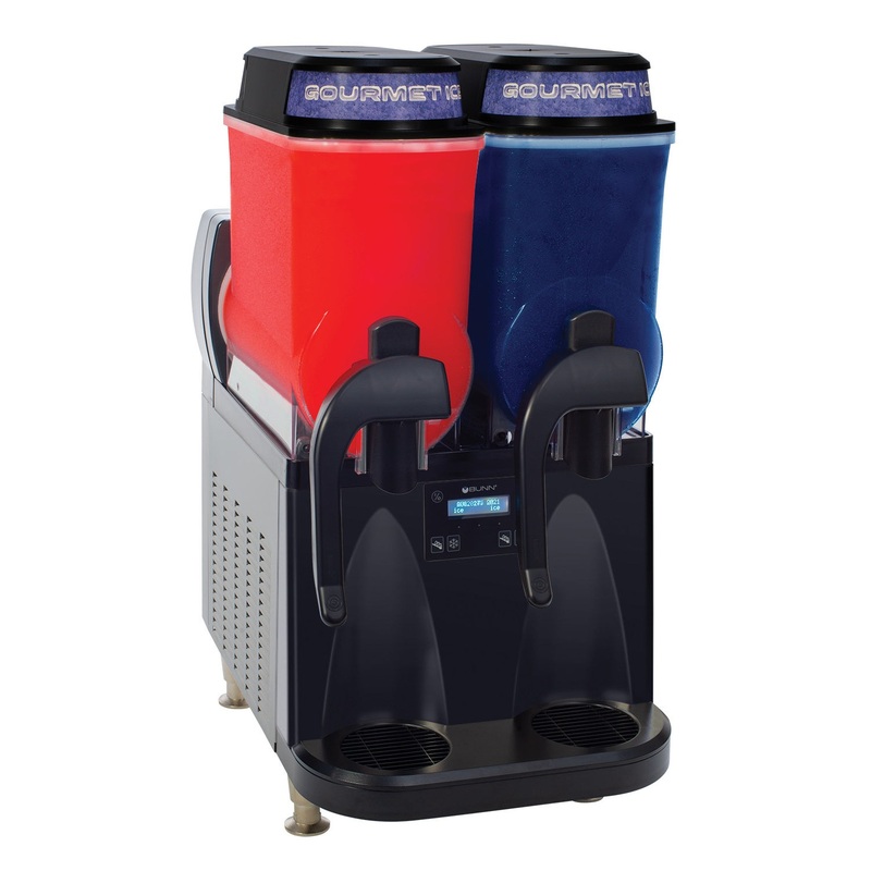 Bunn 58000.0010 Ultra NX Slushy / Frozen Drink Machine with (2) 3-Gallon Pourover Hoppers and Flat Lids - Black - 120v