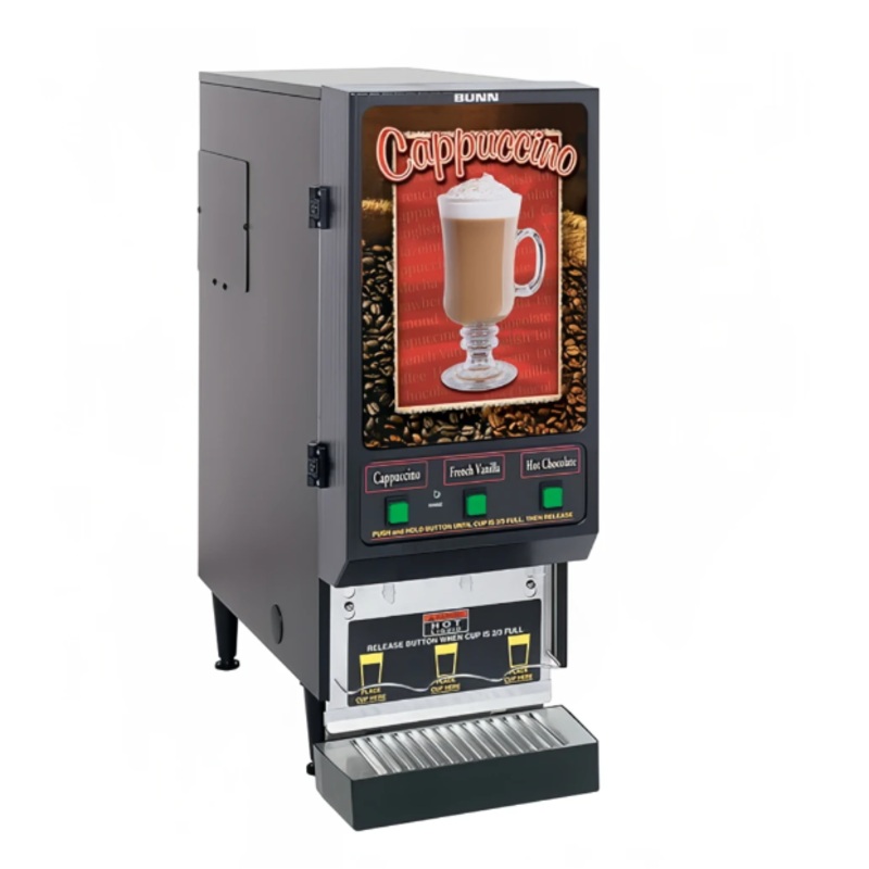 Bunn FMD-3 Fresh Mix Hot Powdered Drink Machine, 3 Hoppers, Cafe Display, 120v (SET00.0197)