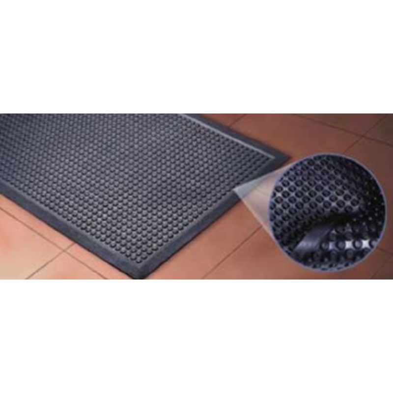 Cactus Mat 2502-2436 Bubble-Eze Black 24" x 36" Raised Bubble Molded Rubber Safety Mat / Anti-Fatigue Mat, 3/8" Thick
