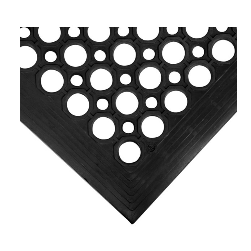 Cactus Mat 2530-C5BX VIP TopDek Junior 3' x 5' Black Rubber Anti-Fatigue Floor Mat - 1/2" Thick