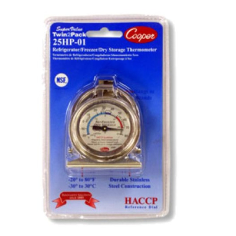 Cooper-Atkins 25HP-01C-2 Super Value Twin 2-Pack of 25HP-01C HACCP Professional Refrigerator/Freezer Celsius Thermometers - 6ea/Case