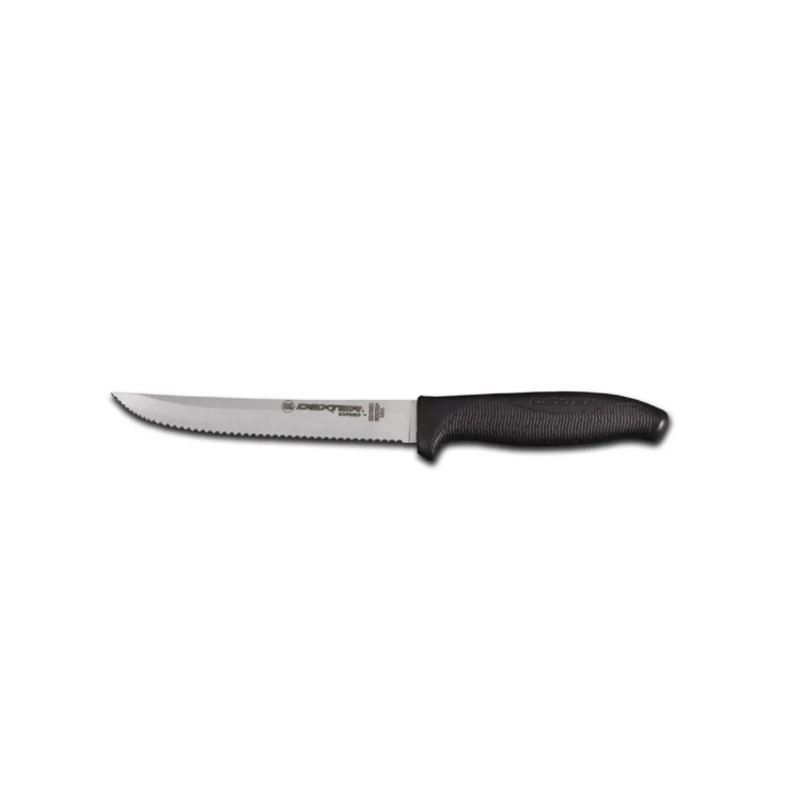 Dexter Russell SG156SCB-PCP 6" Utility Slicer w/ Soft Black Rubber Handle, Carbon Steel - 6ea/Case