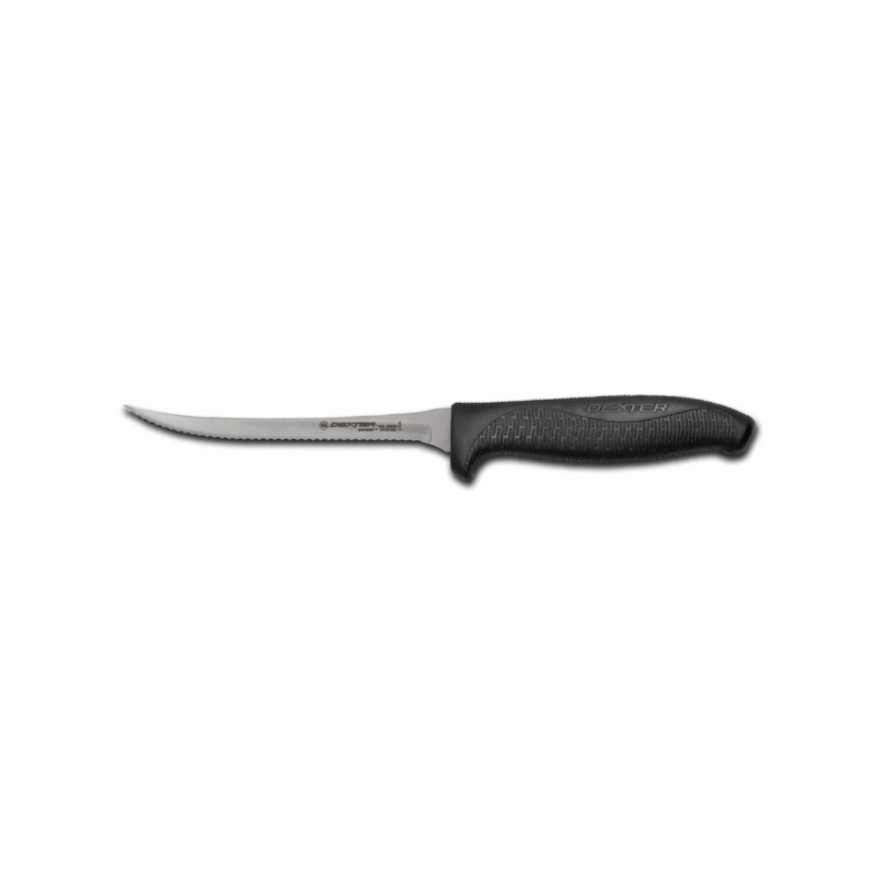 Dexter Russell SGL155NSCB-PCP 24303B 5 1/2" SofGrip Utility Knife w/ Black Handle, Carbon Steel - 6ea/Case