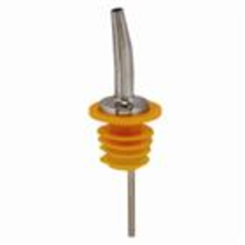 Spill-Stop 285-60 Tapered Liquor Pourer - Chrome/Yellow