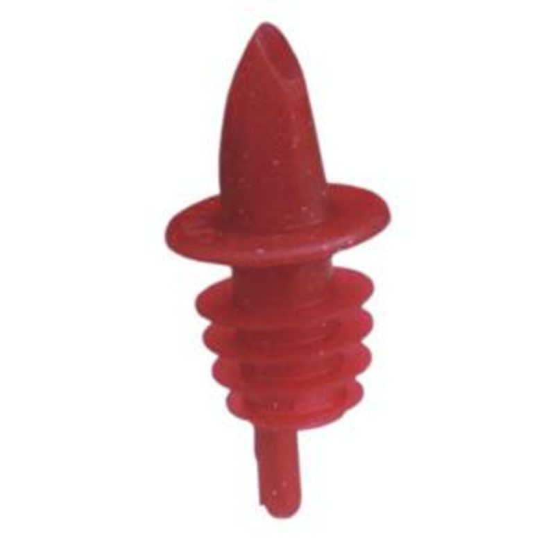 Spill-Stop 350-09 One piece Plastic Liquor Pourer - Scarlet Red