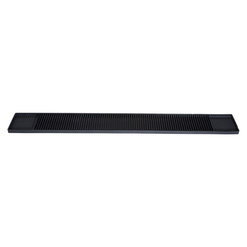 Winco BM-327K Rubber Bar Rail Spill Mat 27" x 3-1/4" - Black