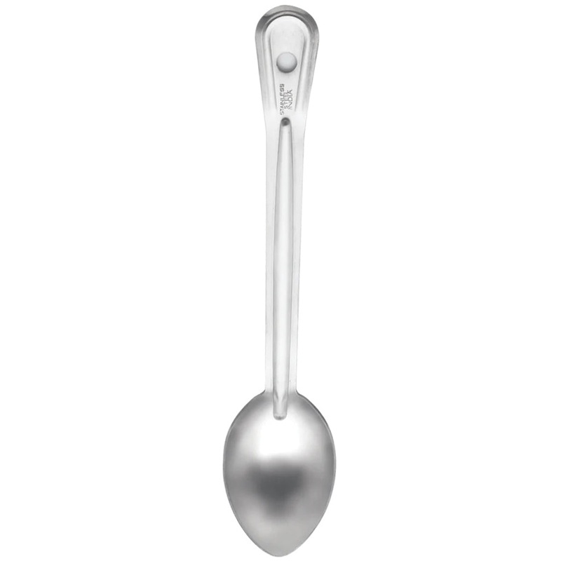 Browne 4770 Renaissance Stainless Steel Solid Serving Spoon with Grooved Handle 15"