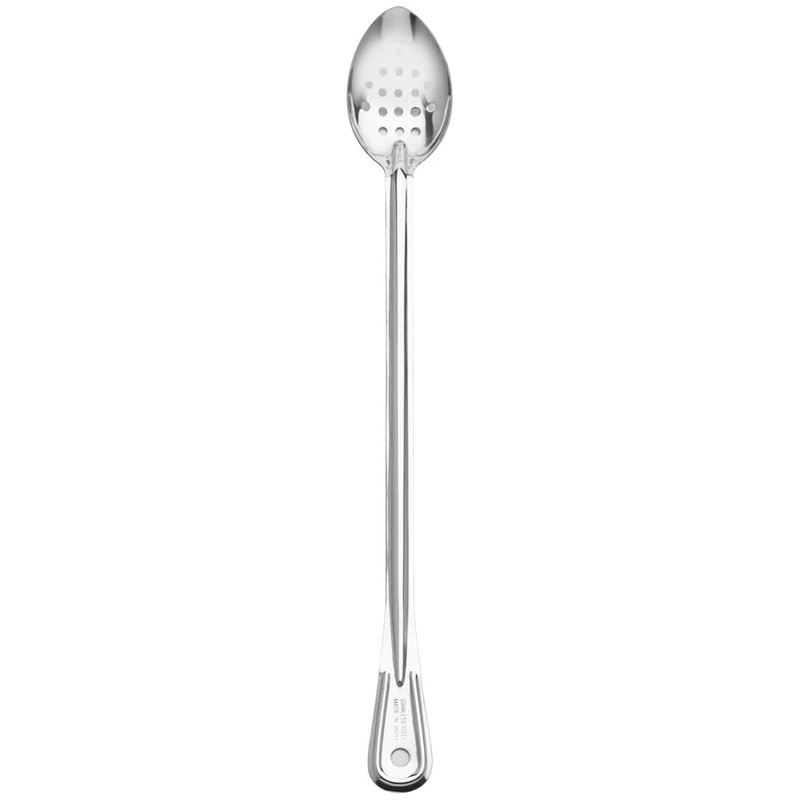 Browne 4784P Heavy Gauge Stainless Steel Perforated Serving Spoon with Extra-Long Reinforced Grooved Handle 21"