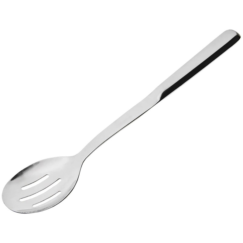 Browne 573155 Elite One-Piece Stainless Steel Slotted Serving Spoon with Hollow Handle 11-3/4"