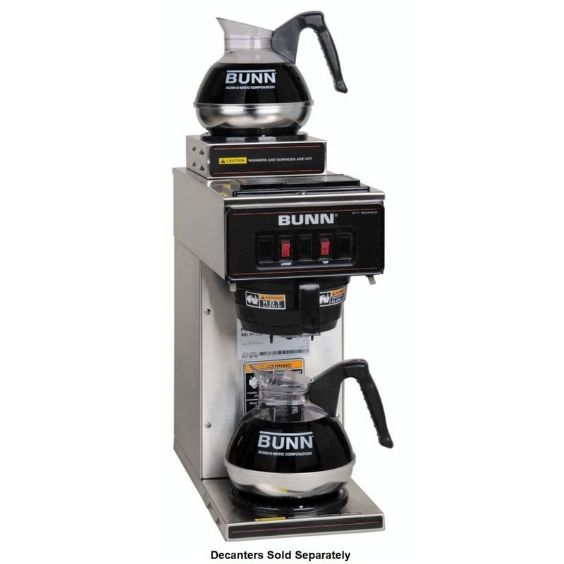 Bunn 13300.0002 VP17-2 Stainless Steel Two Station Pourover Decanter Coffee Maker with 1 Upper & Lower Warmer - 3.9 gal./hr