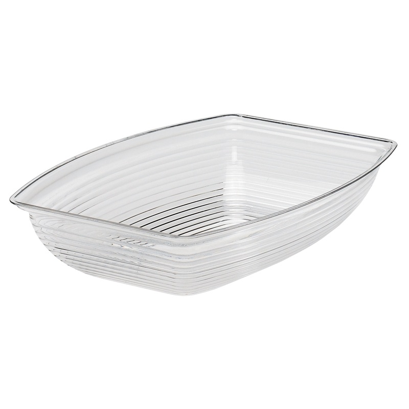 Cambro RSB1014CW135 Camwear Rectangular Ribbed Bowl 5 qt. - Clear