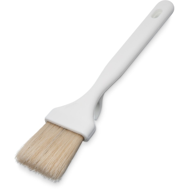 Carlisle 4037800 Sparta Meteor Flat Pastry / Basting Brush with 2"W Boar Bristles & Plastic Handle with Hook - White